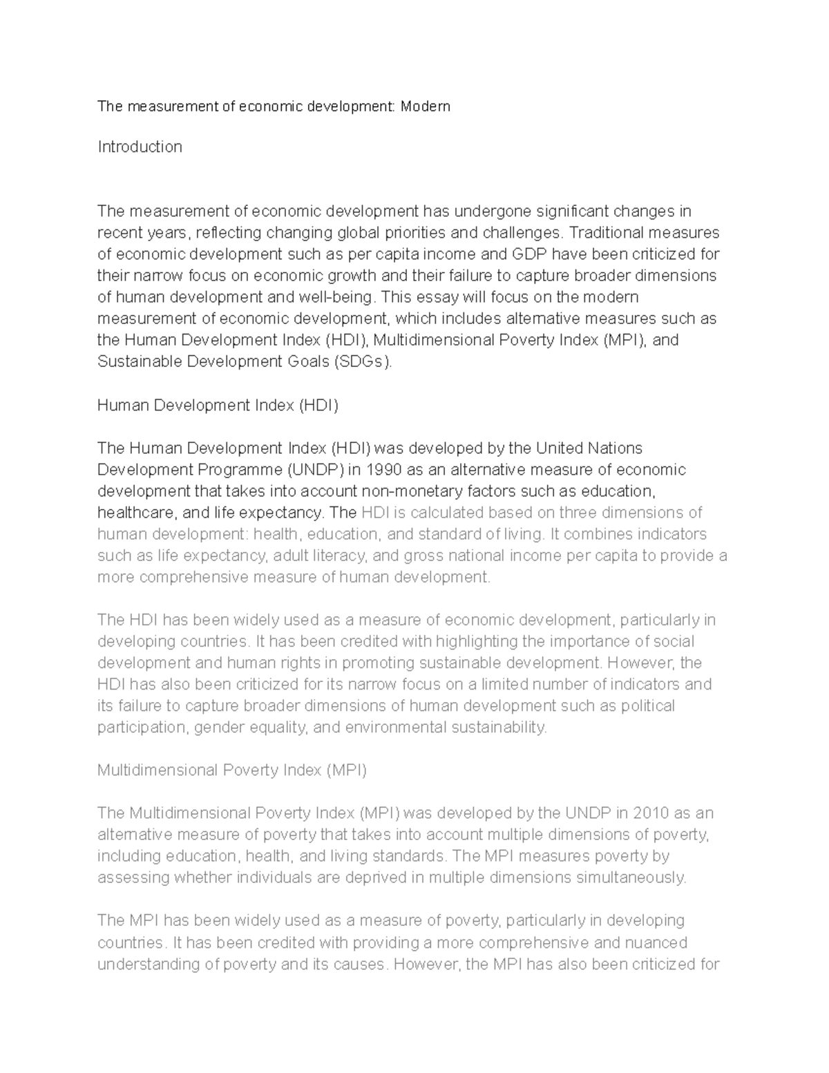 The measurement of economic development Modern - The measurement of ...
