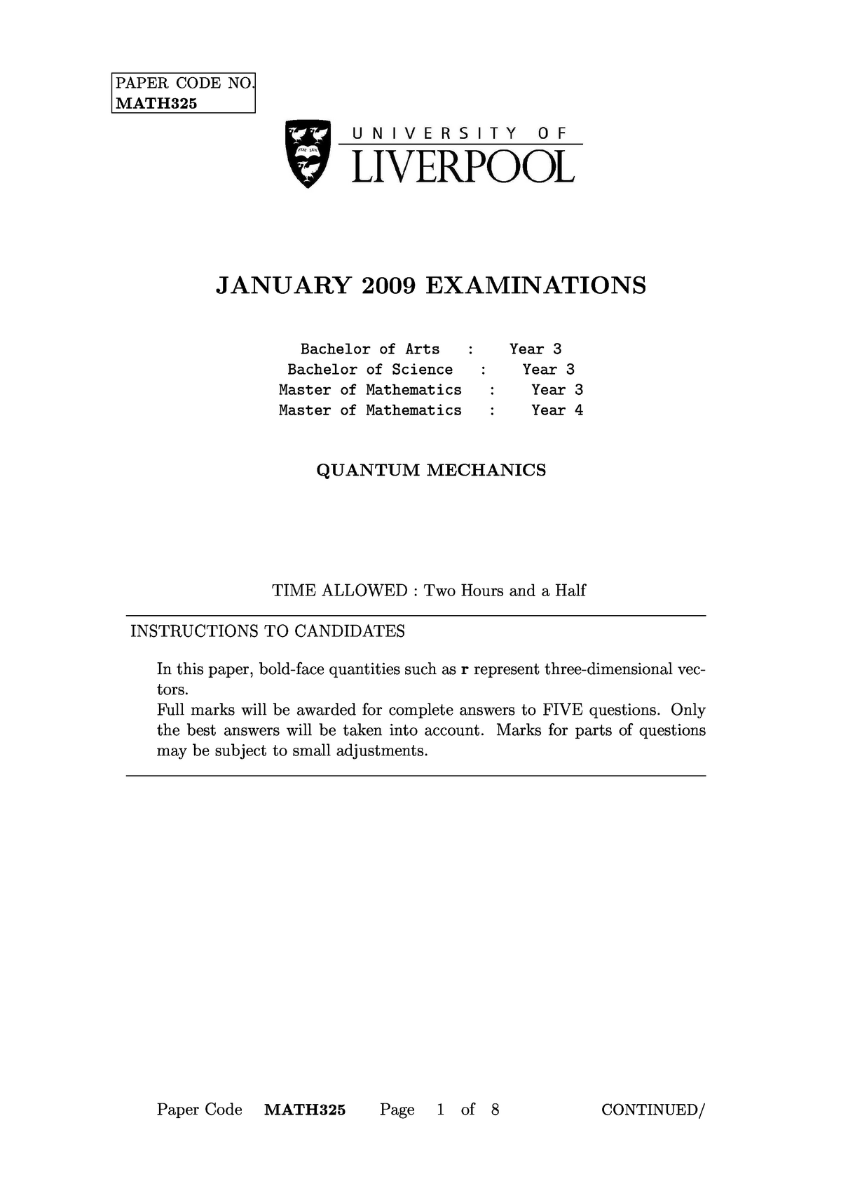 Exam January 09 Questions Math325 Liverpool Studocu