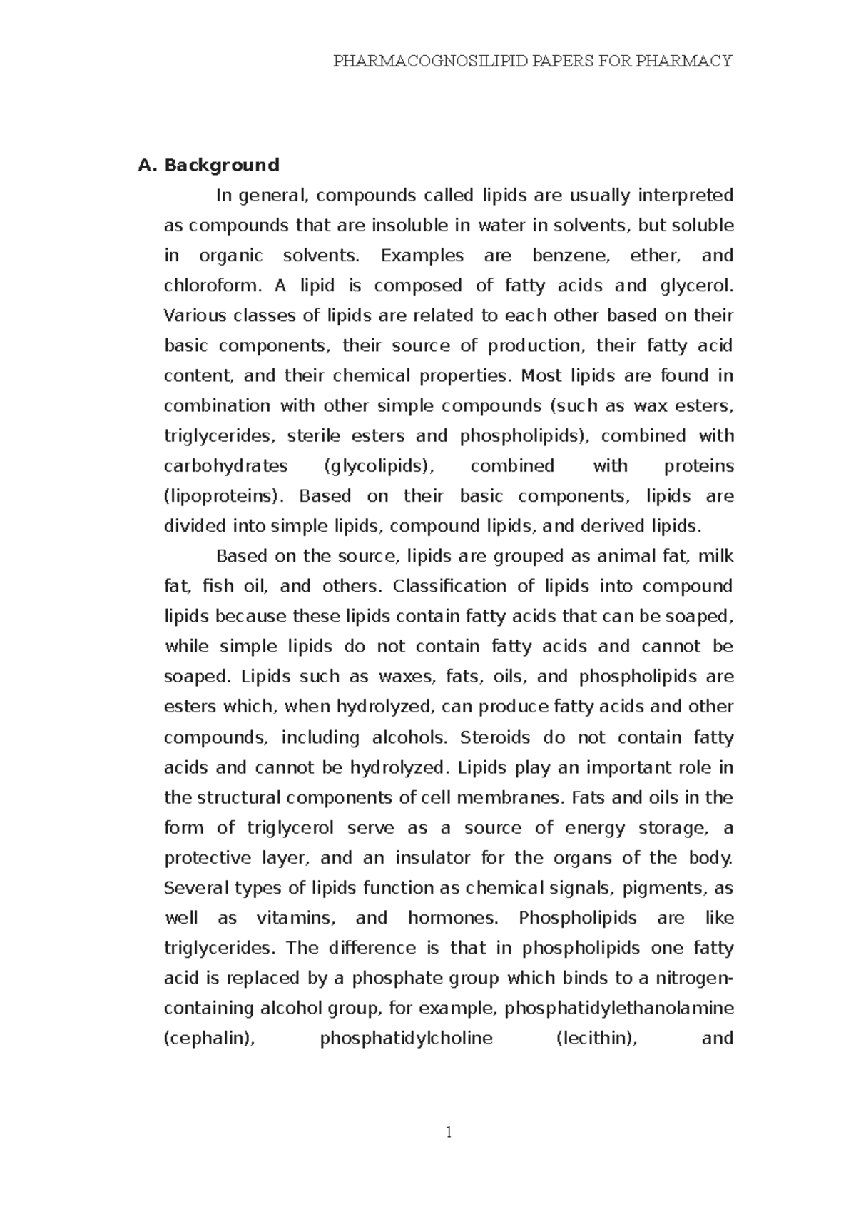 Pharmacognosilipid Papers FOR Pharmacy - PHARMACOGNOSILIPID PAPERS FOR ...