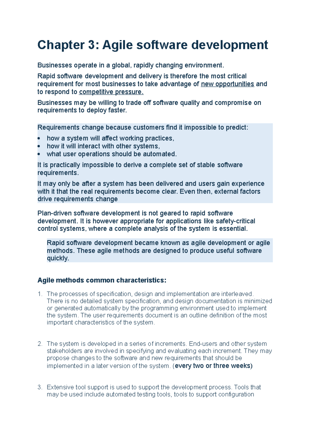 Chapter 3- Agile Software Development - Chapter 3: Agile software ...