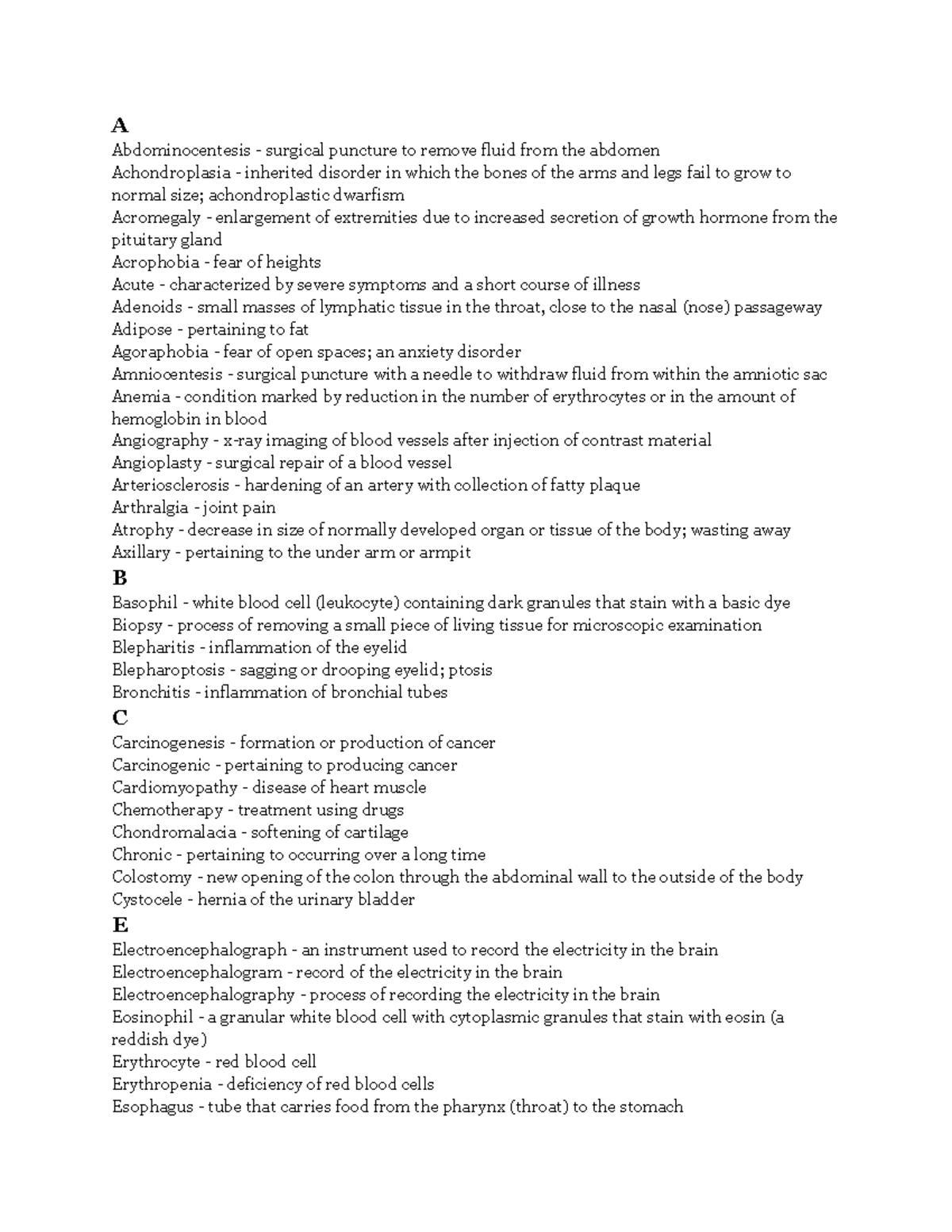 Chapter 3 Spelling Words A Abdominocentesis surgical puncture to