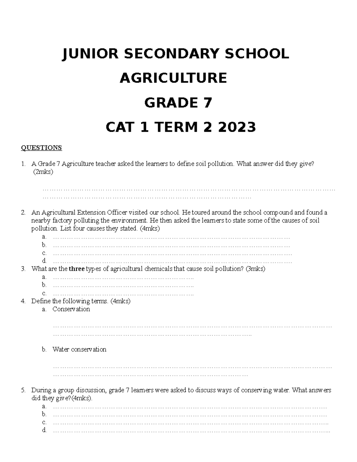 Agriculture G7 QS - N/A - JUNIOR SECONDARY SCHOOL AGRICULTURE GRADE 7 ...