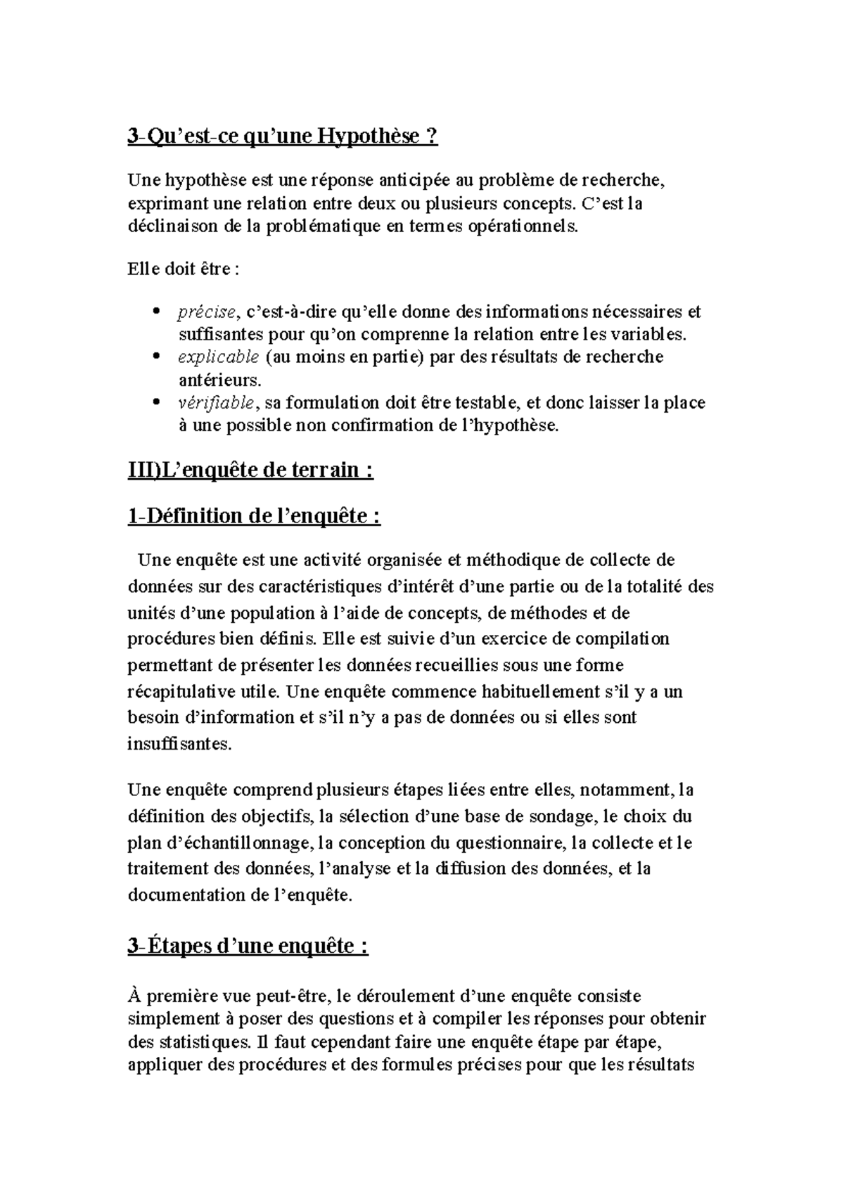 TD 2 semaine 2 avril 2020 3Qu’estce qu’une Hypothèse? Une hypothèse est une réponse