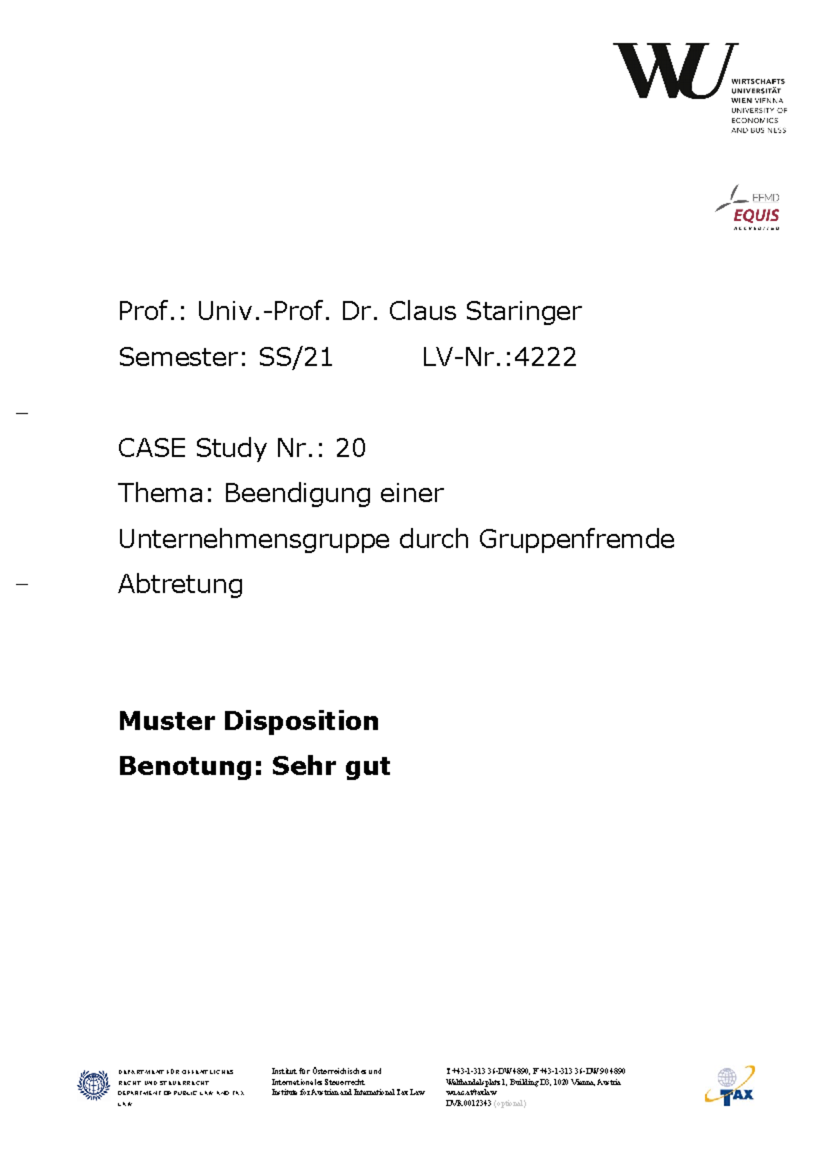 VTK Steuerrecht Muster Disposition - Prof.: Univ.-Prof. Dr. Claus ...