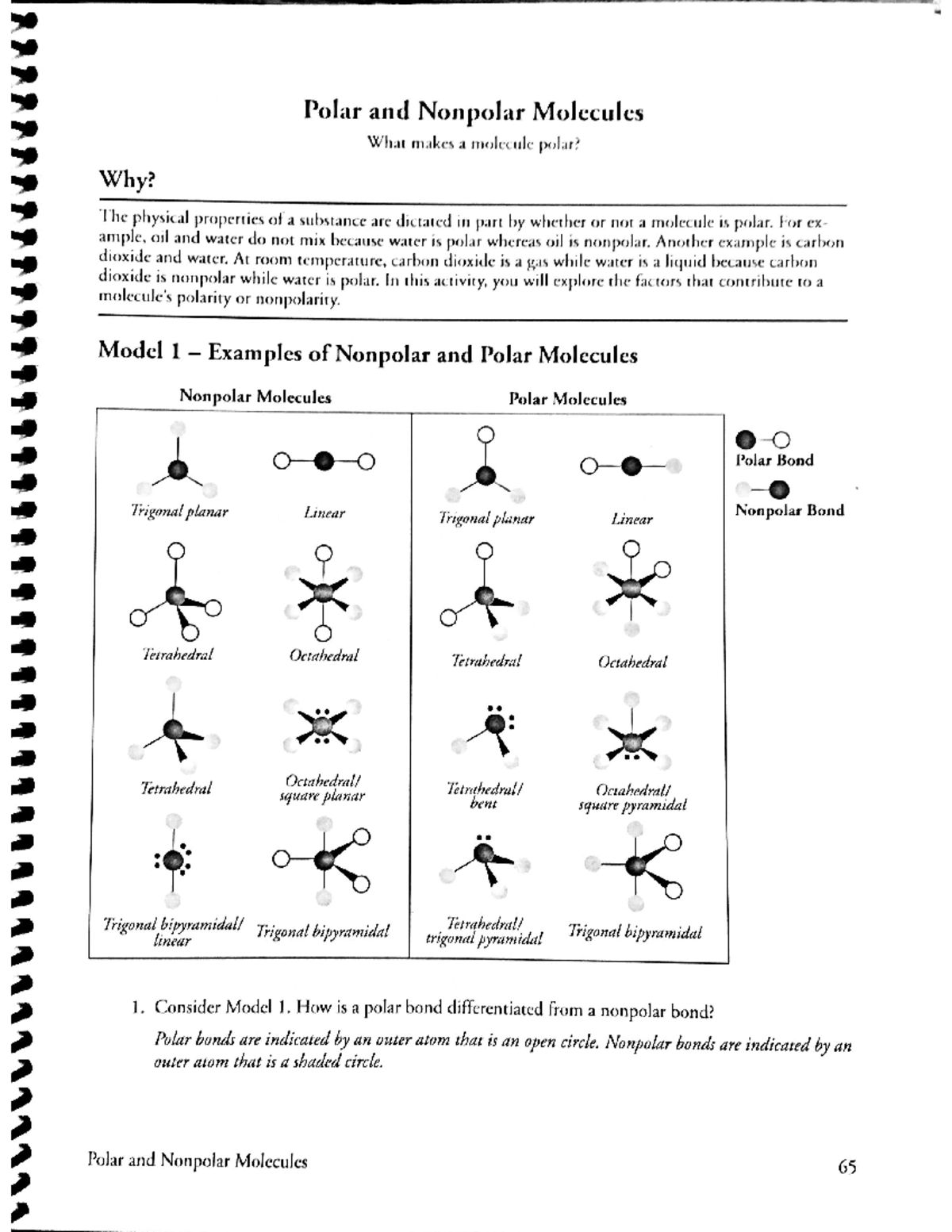 Polar and Nonpolar Molecules Key 2 - Polar and Nonpolar Molecules What