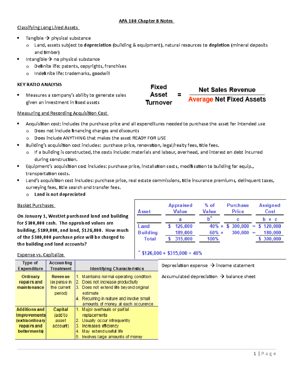 AFA100 Chapter 8 Notes - AFA 100 Chapter 8 Notes Classifying Long Lived ...