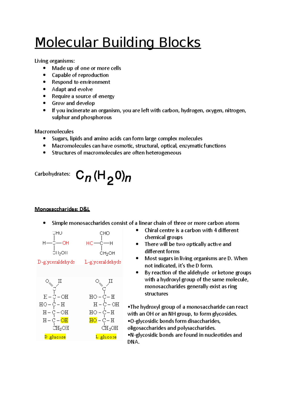 Molecular Building Blocks - Molecular Building Blocks Living Organisms ...