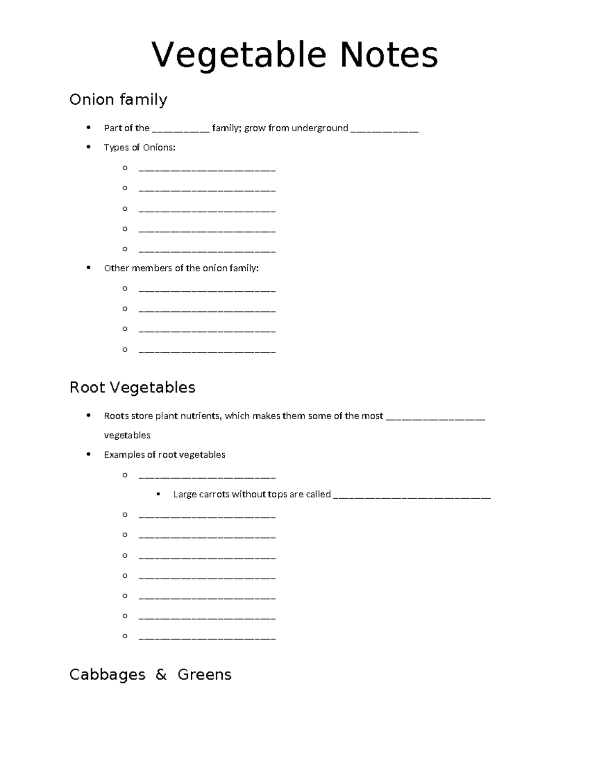 Vegetable Notes1 Vegetable Notes Onion family Part of the ___________ family; grow from Studocu
