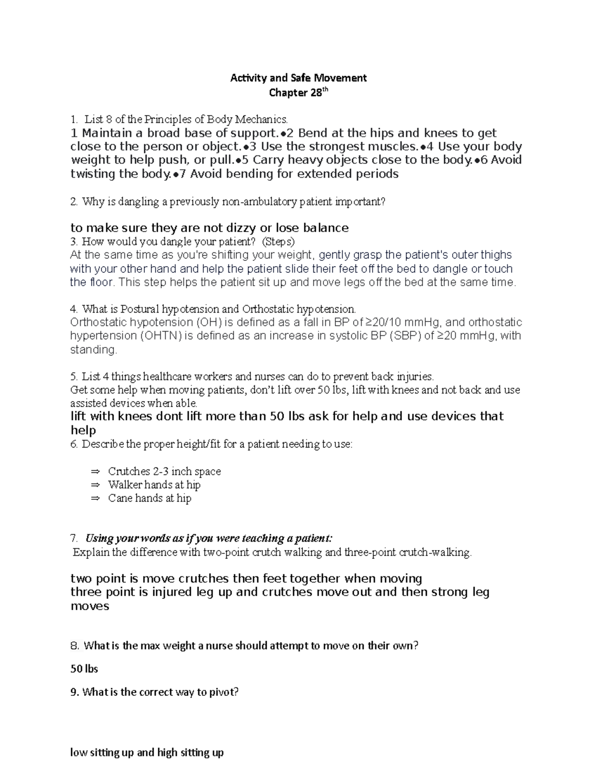 Activity AND Safe Movement Worksheet Student - Ac琀椀vity and Safe ...