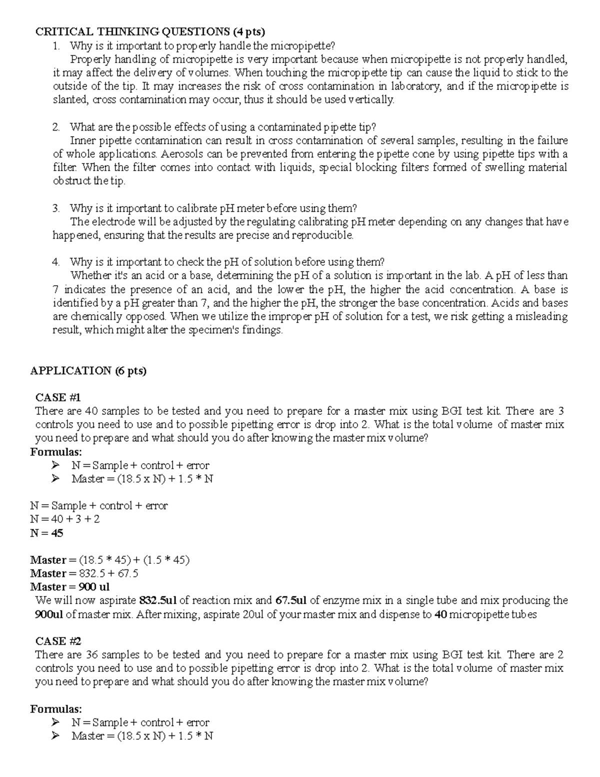 Week 3 Basic Laboratory Skills Activity CRITICAL THINKING QUESTIONS