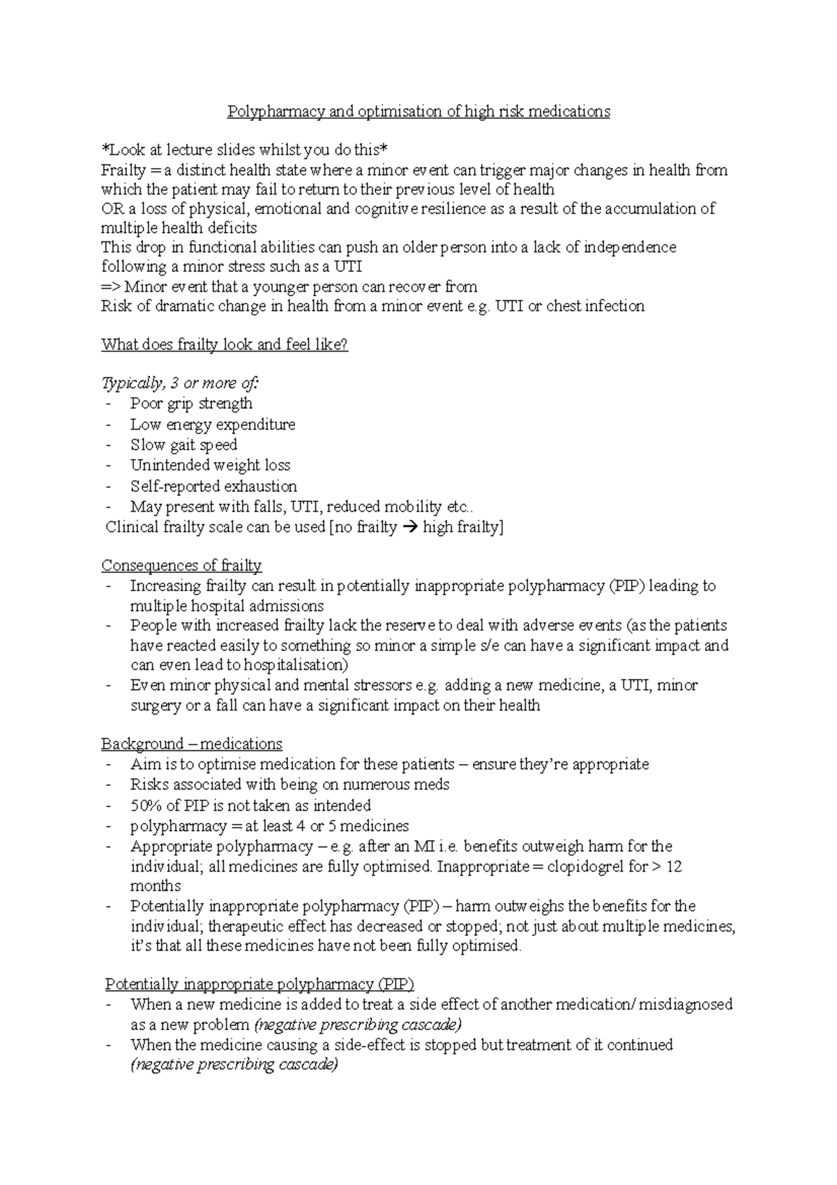 Polypharmacy and Desprescibing - Polypharmacy and optimisation of high ...