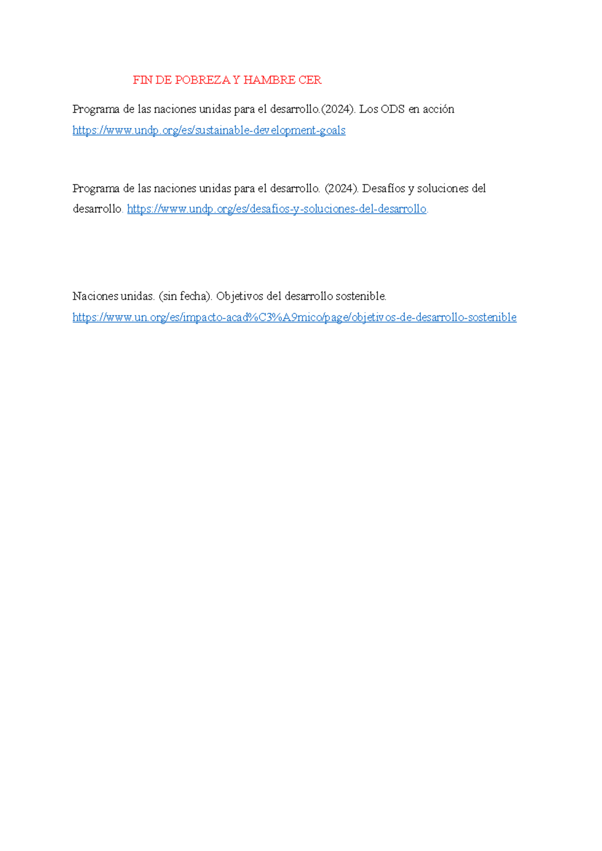 Ods objetivo 1 y 2 - FIN DE POBREZA Y HAMBRE CER Programa de las ...