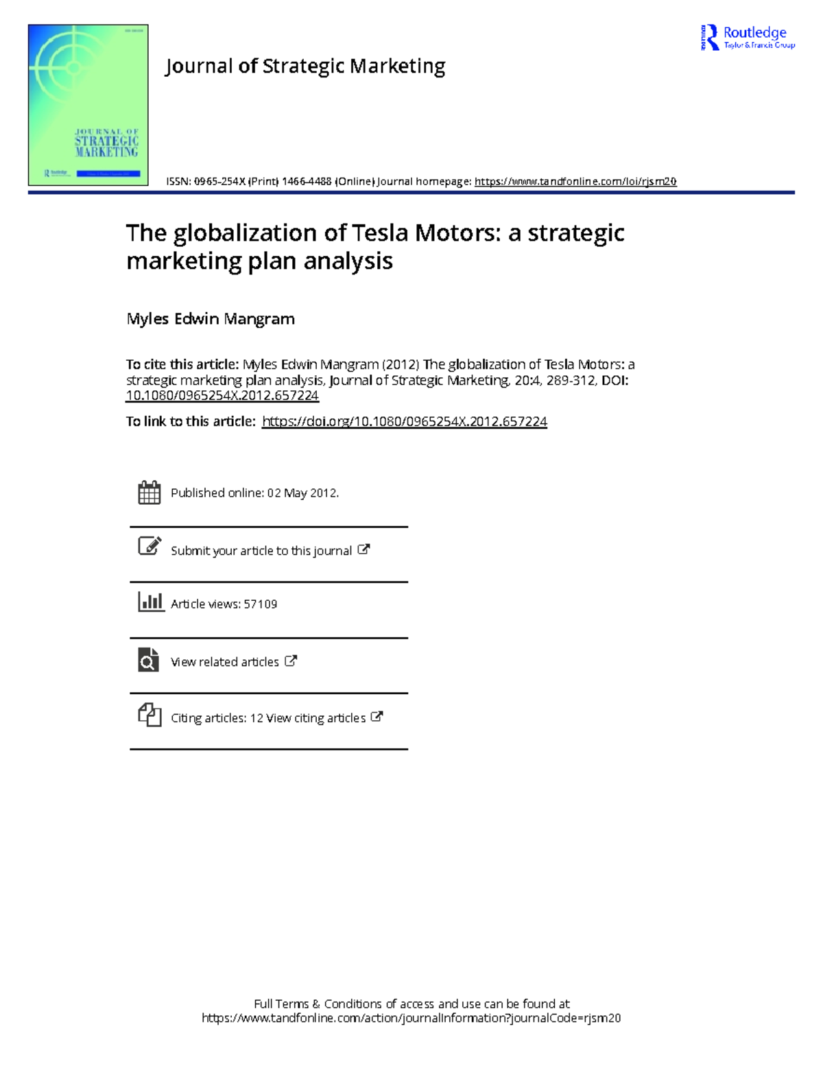 The globalization of Tesla Motors a strategic marketing plan analysis ...