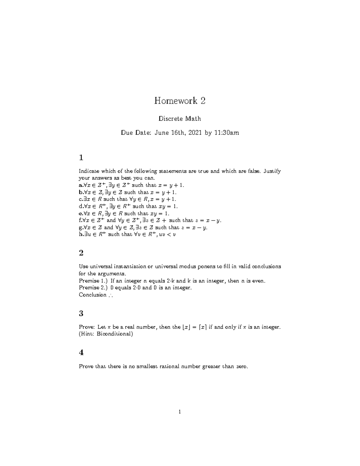 Discrete hw 2 - Practice problems - Homework 2 Discrete Math Due Date ...