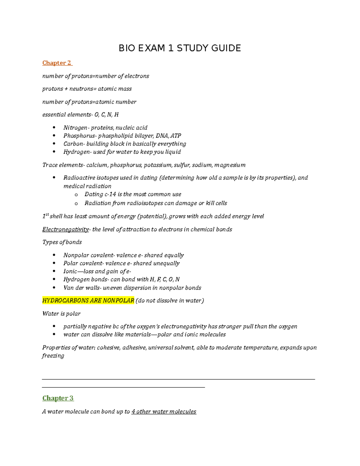 Bio exam 1 study guide - Lecture notes exam 1 materials - BIO EXAM 1 ...