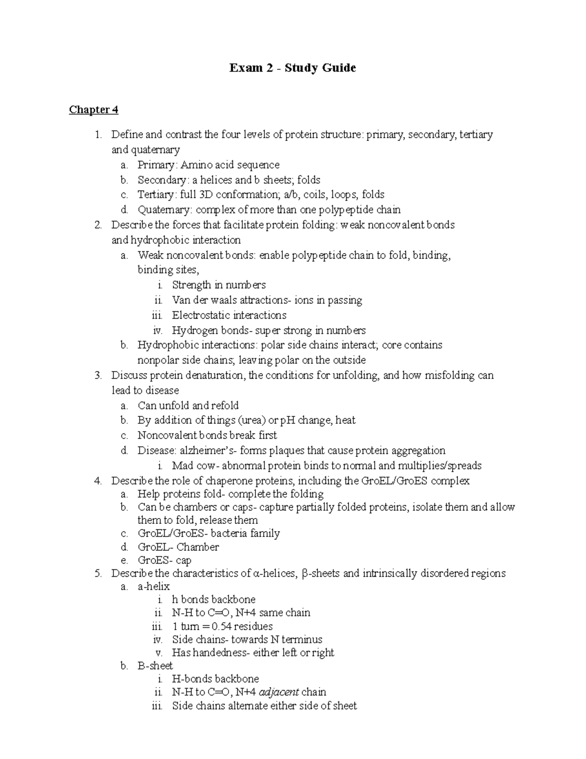 Test 2 - Study Guide (Ch. 4-6) - Exam 2 - Study Guide Chapter 4 Define ...