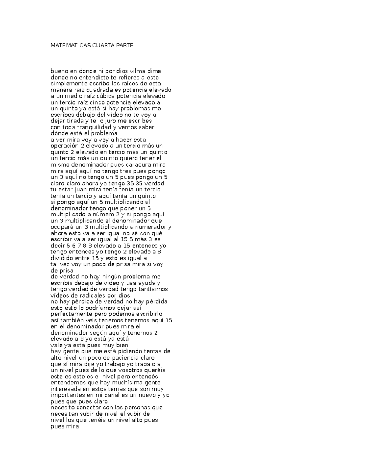 Matemáticas Cuarta Parte - MATEMATICAS CUARTA PARTE bueno en donde ni ...