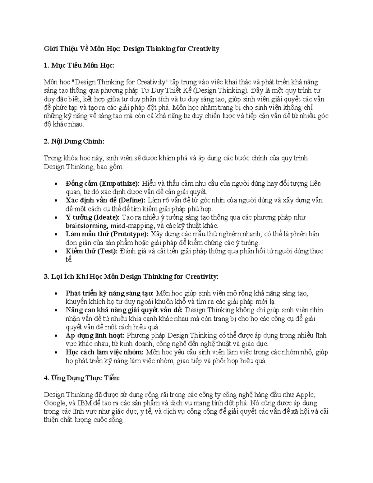 DTC Introduction 1 - Giới Thiệu Về Môn Học: Design Thinking for ...