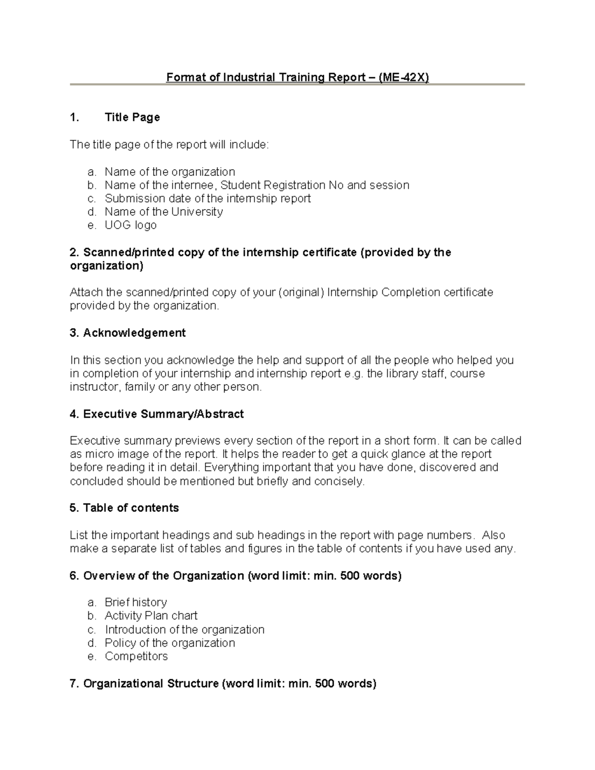 Howtowrite Industrial Training Report - Format of Industrial Training ...