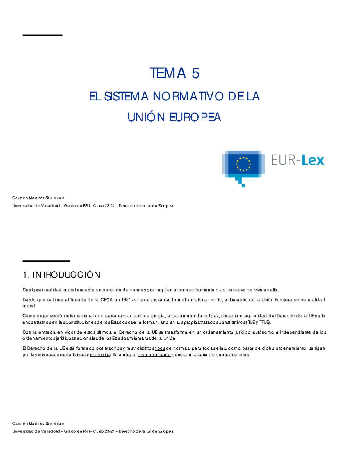 Tema 5 EL Sistema Normativo DE LA Unión europea - TEMA 5 EL SISTEMA ...