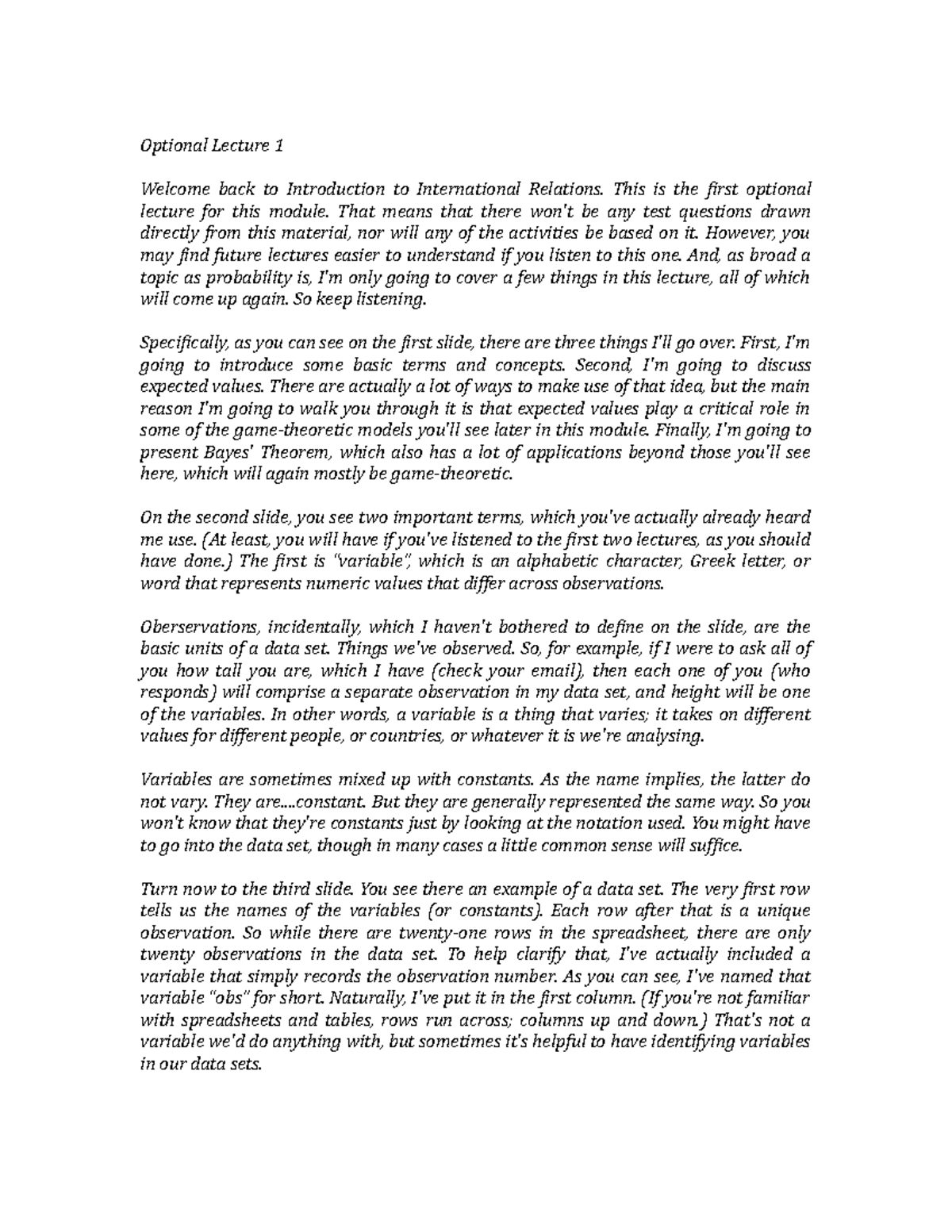 GV100 lecture 03 script - Optional Lecture 1 Welcome back to ...