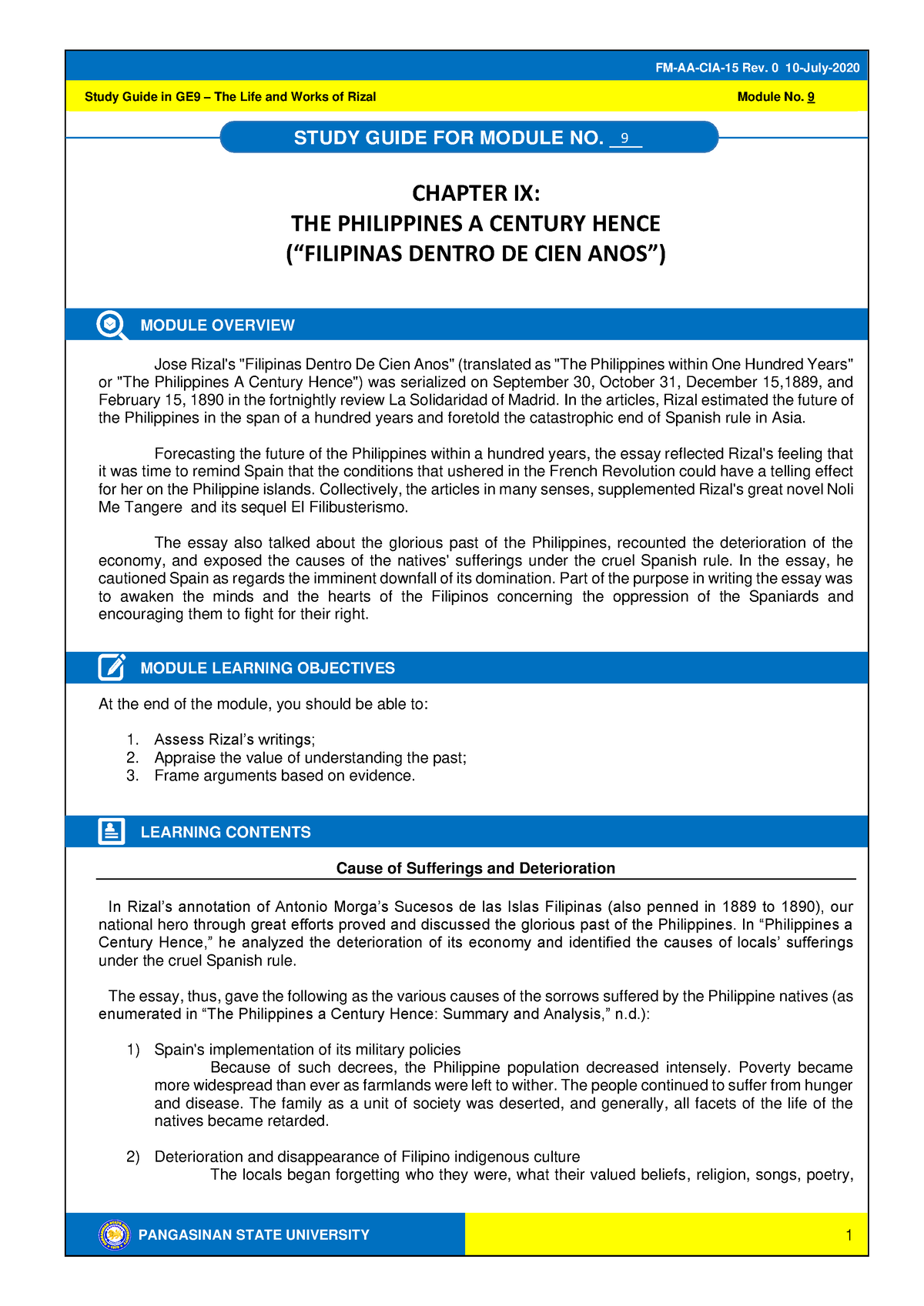 GE9 Module 9 The Philippines A Century Hence PANGASINAN STATE   Thumb 1200 1697 