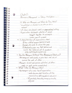 Fundamentals of Management Chapter 4 (Class Notes) - BUS 100N - Studocu
