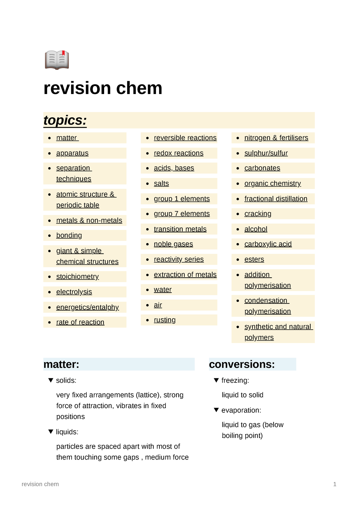 Revision Chem - Igcse Chem - Ã Revision Chem Topics: Matter Apparatus ...