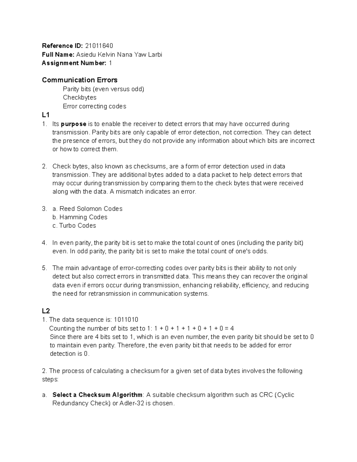 Communication Errors Assignment by Kelvin Asiedu - Reference ID ...