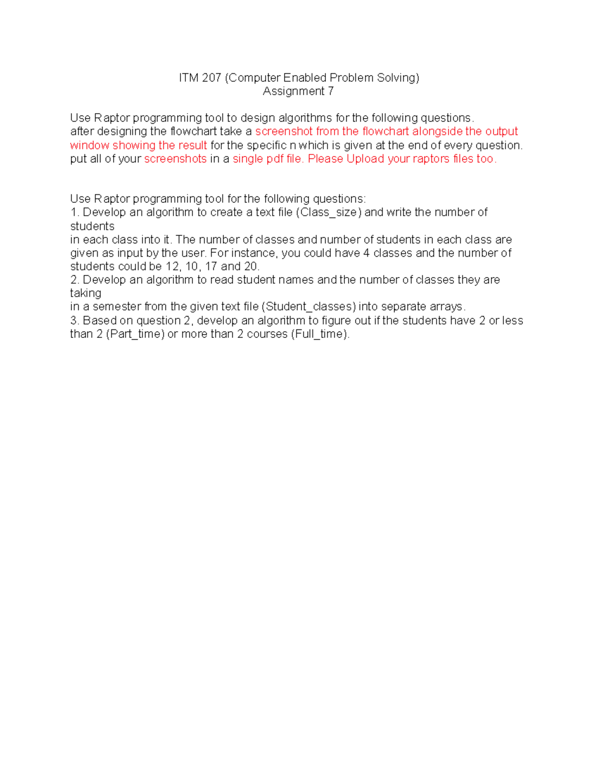 Assignment 7 Itm 207 Computer Enabled Problem Solving Assignment 7 Use Raptor Programming Assignment 7 Itm 207 Computer Enabled Problem Solving Assignment 7 Use Raptor Programming