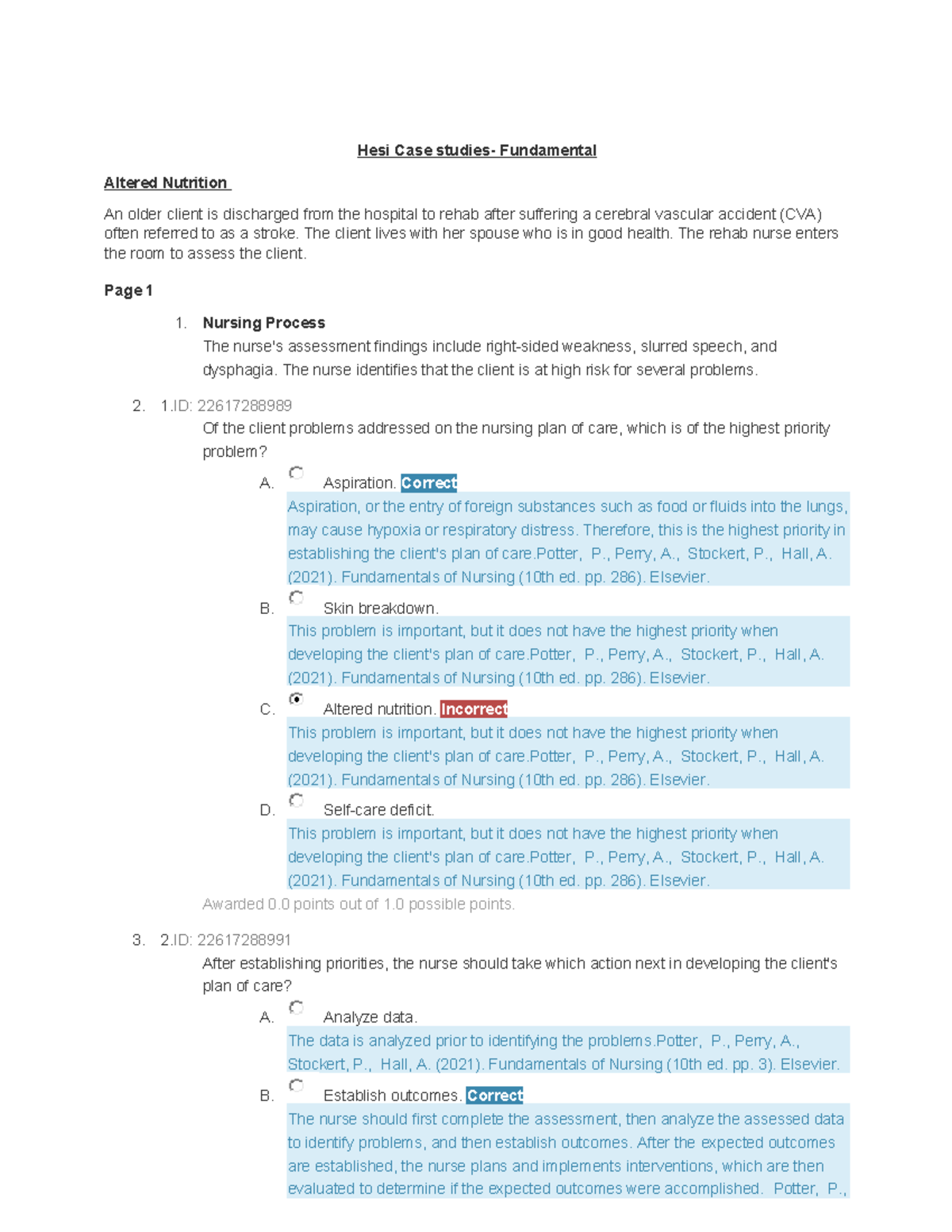 hesi case study fundamentals altered nutrition