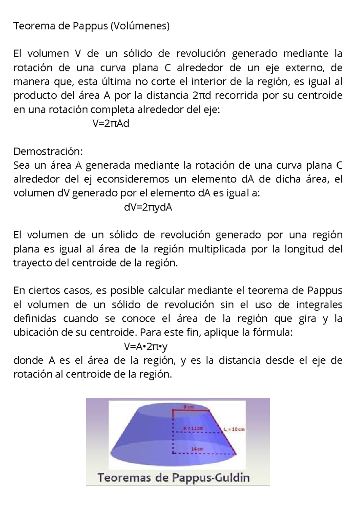Tarea 20240429 211409 0000 - Teorema de Pappus (Volúmenes) El volumen V ...