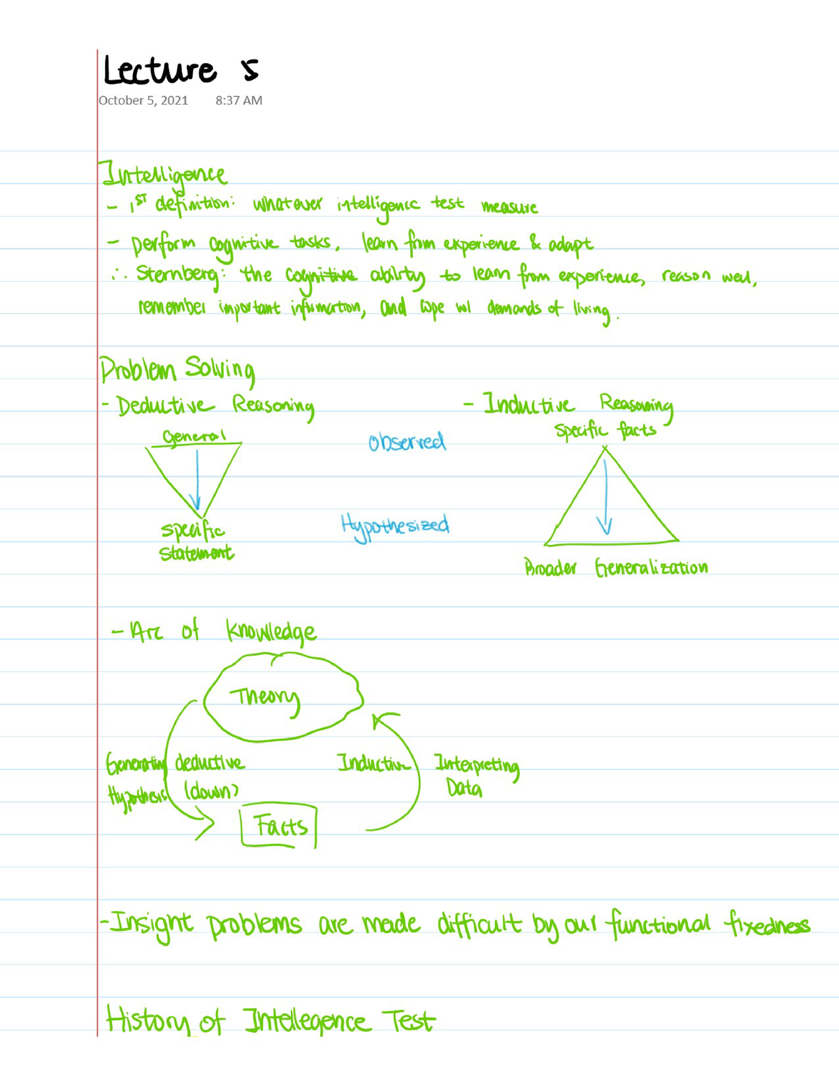 Psych 1x03 Lecture 5 Summary - PSYCH 1X03 - Studocu