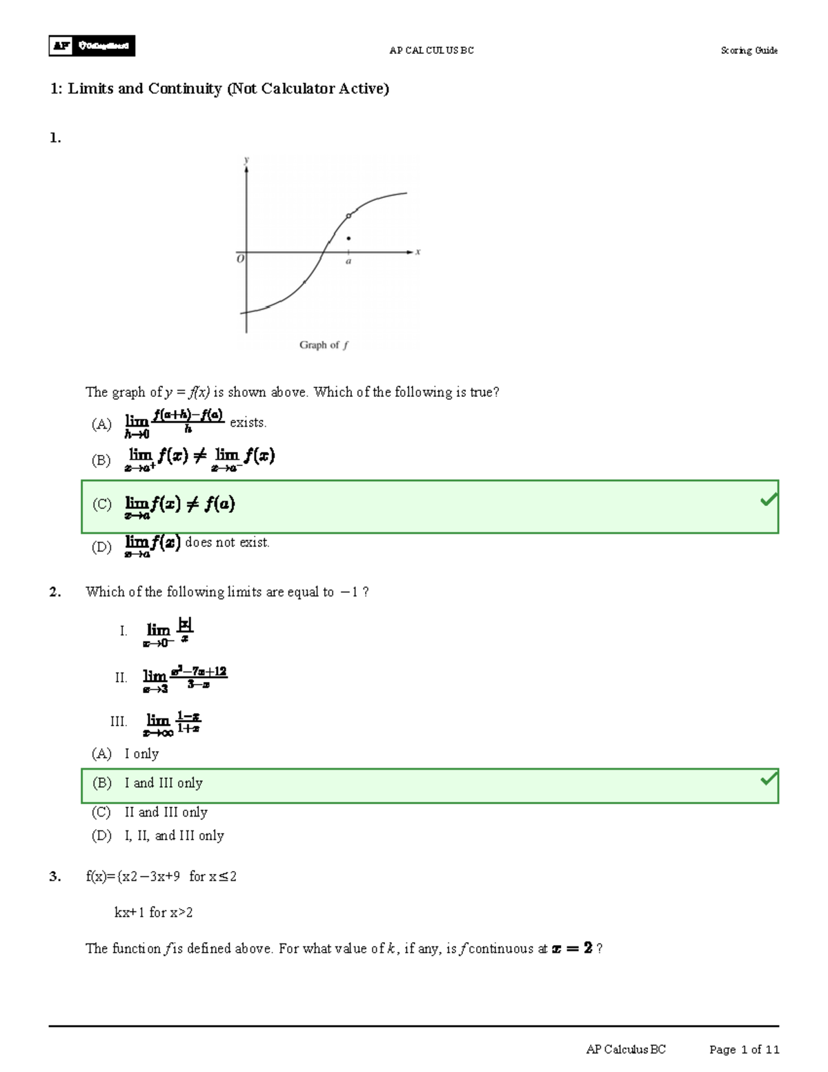 SG 1Limitsand Continuity Not Calculator Active 616529 f0230820 - 1. The ...