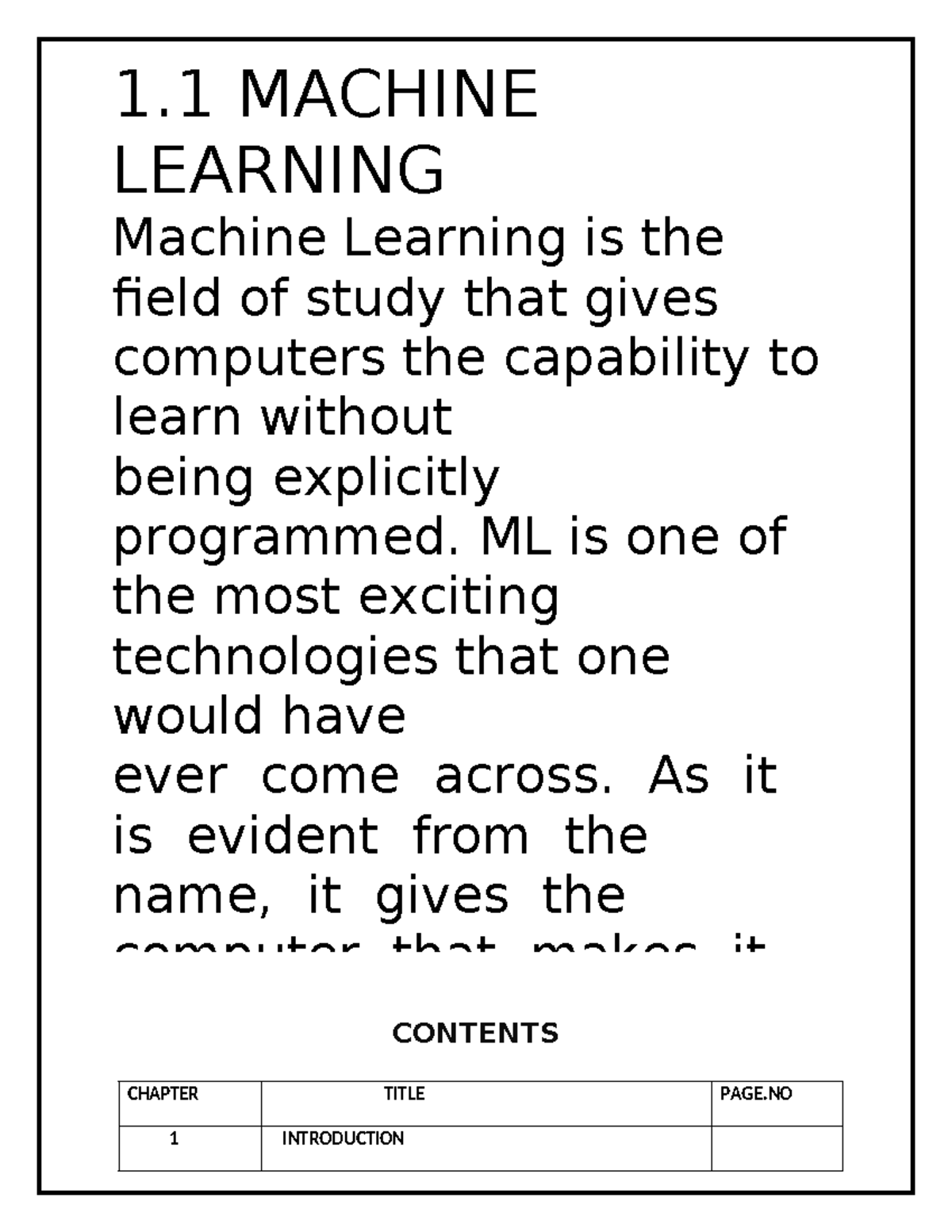 Contents - LEARNING Machine Learning is the field of study that gives ...
