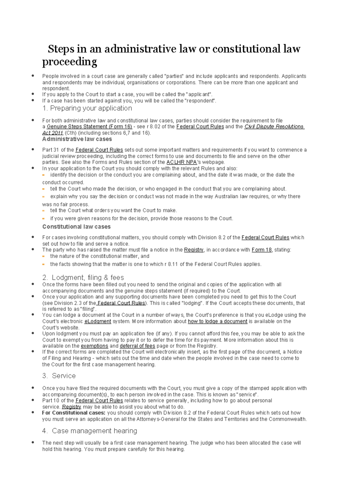 Admin&Con Procedure - Summary Business Organisations - Steps in an ...