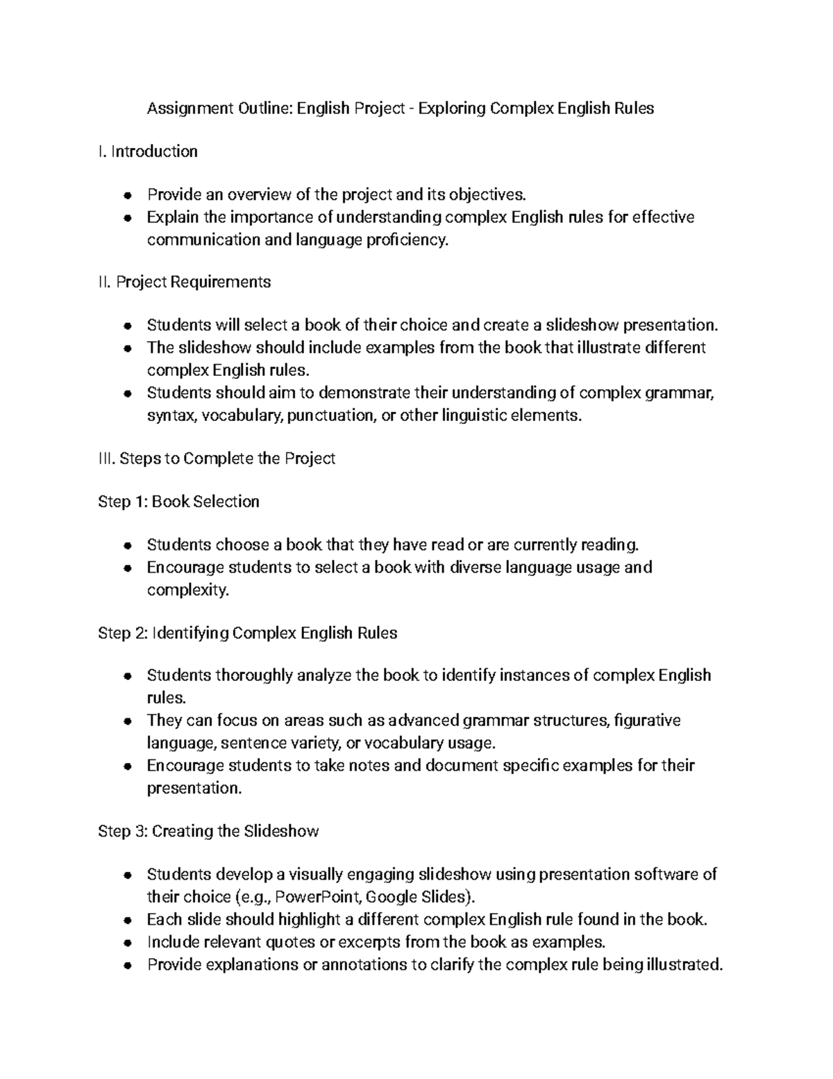 english-project-slideshow-rubric-assignment-outline-english-project