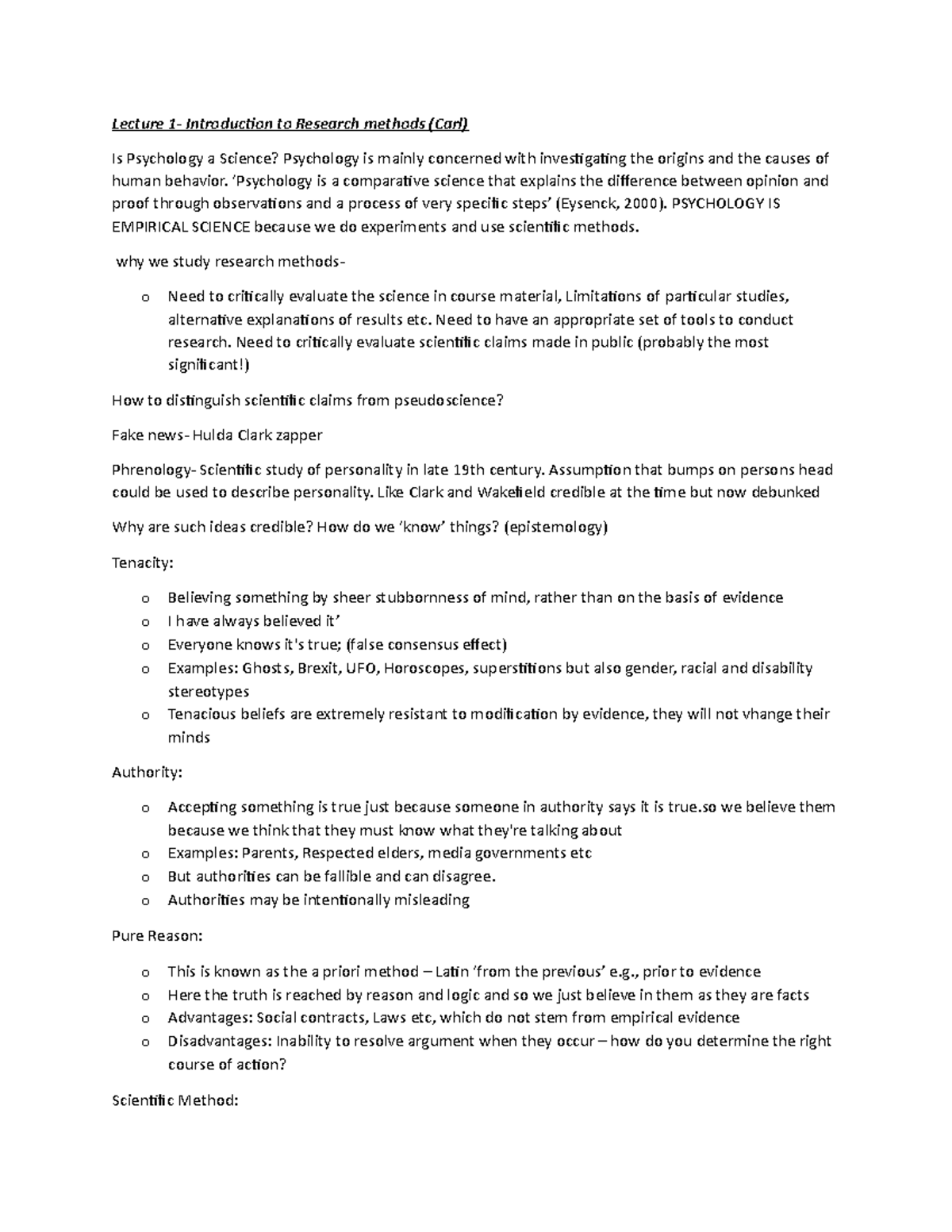 Research methods - Lecture notes 1-10 - Lecture 1- Introduction to ...
