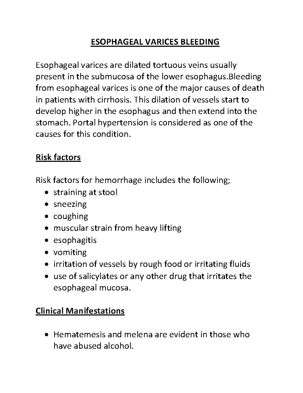 Esophageal Varices Bleeding ESOPHAGEAL VARICES BLEEDING Esophageal