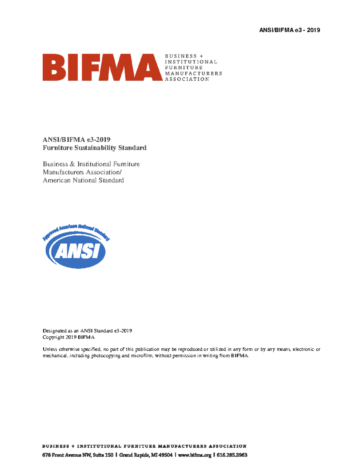 ANSI Bifma e3 2019 ANSI/BIFMA e3 2019 ANSI/BIFMA e3 Furniture