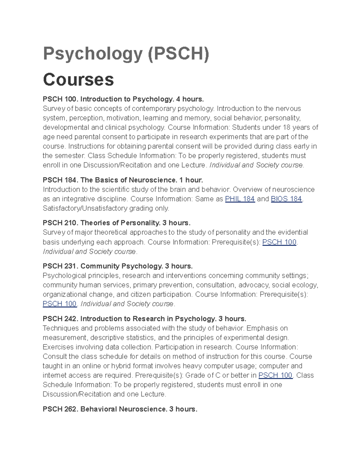 Psychology (PSCH) the definition and the meaning Psychology (PSCH