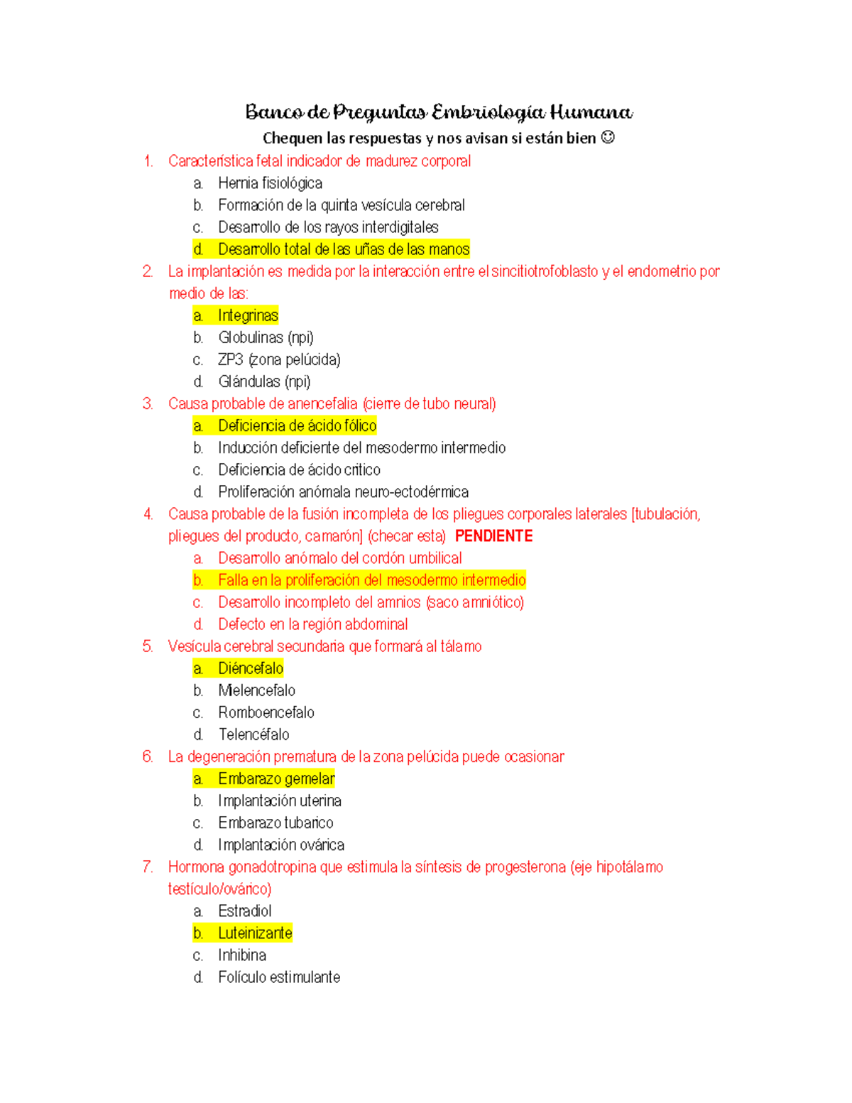 Banco De Preguntas Embriología Humana Final - Banco De Preguntas ...