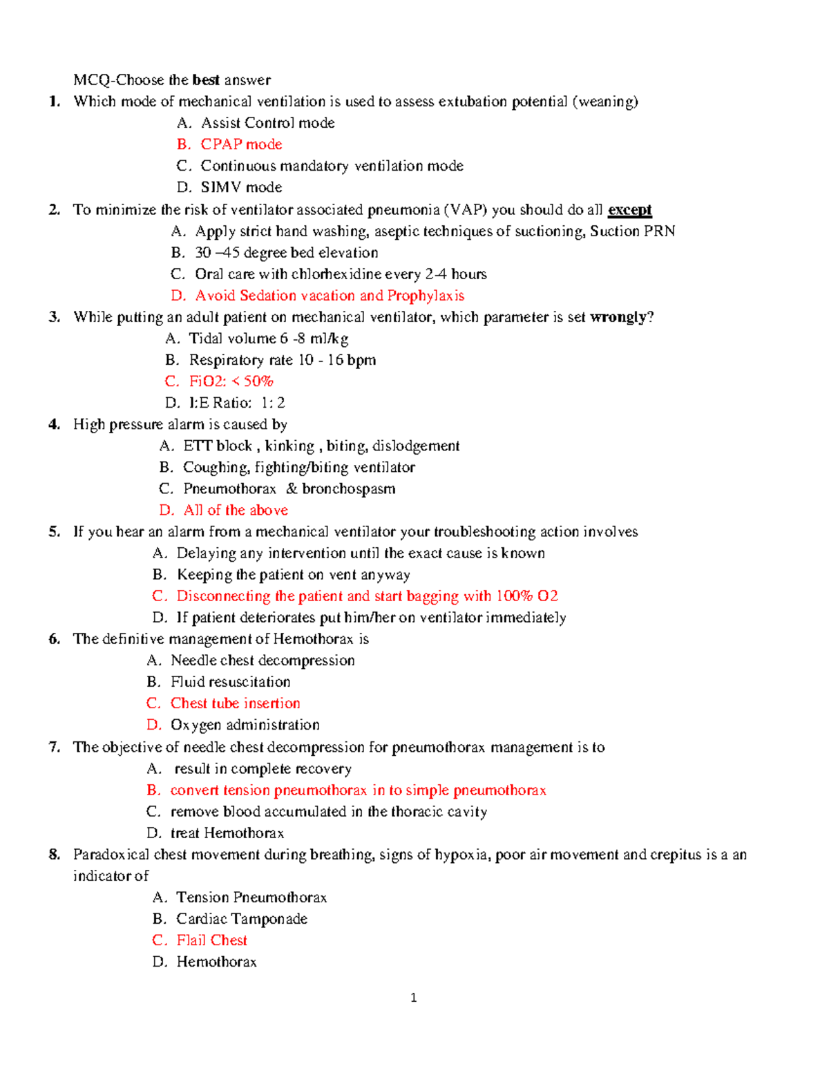 Comprhensive Exam Final - MCQ-Choose The Best Answer Which Mode Of ...