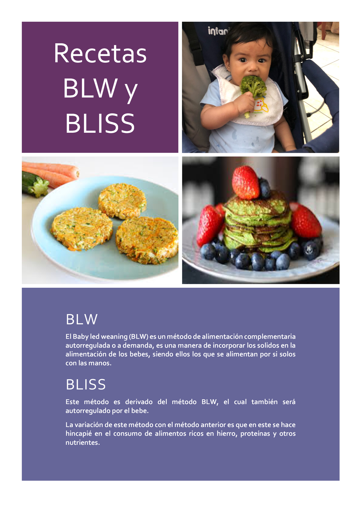 Recetas Curso Alimentacion Complementaria - Recetas BLW y BLISS BLW El Baby  led weaning (BLW) es un - Studocu