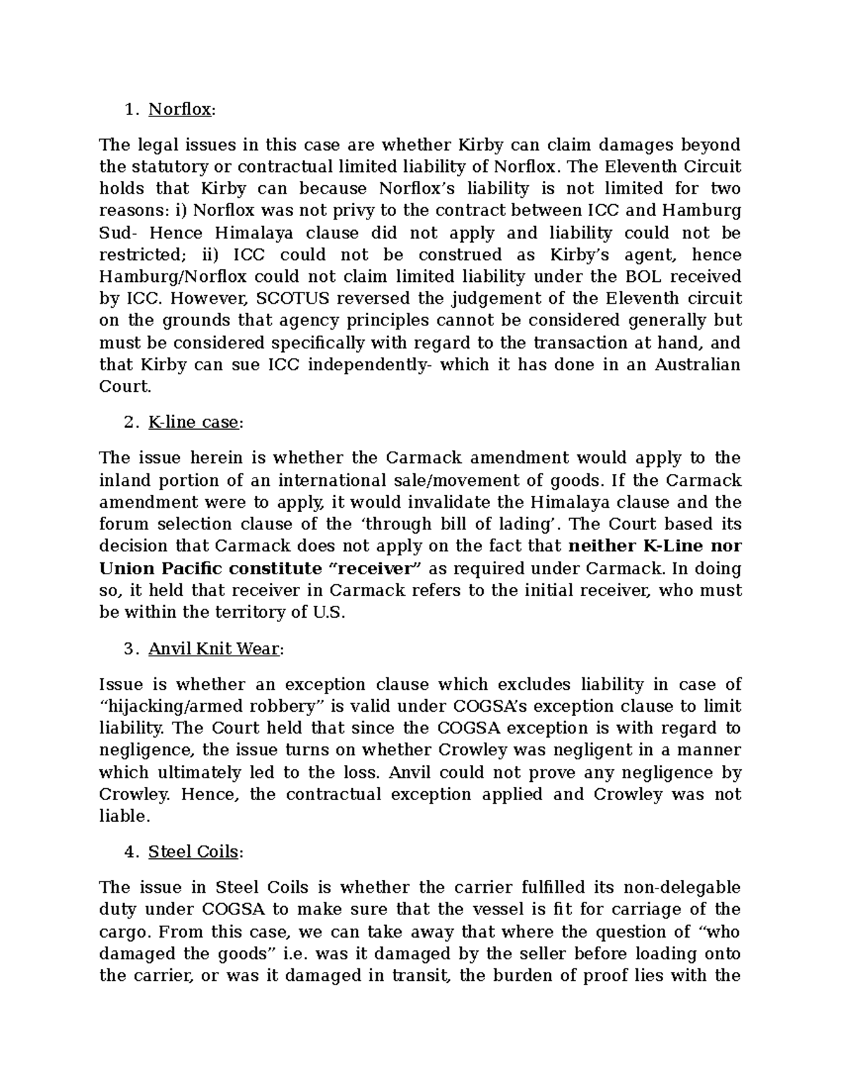 Gaurav Raman IBT Class 3 Case Summaries - Norflox : The legal issues in ...