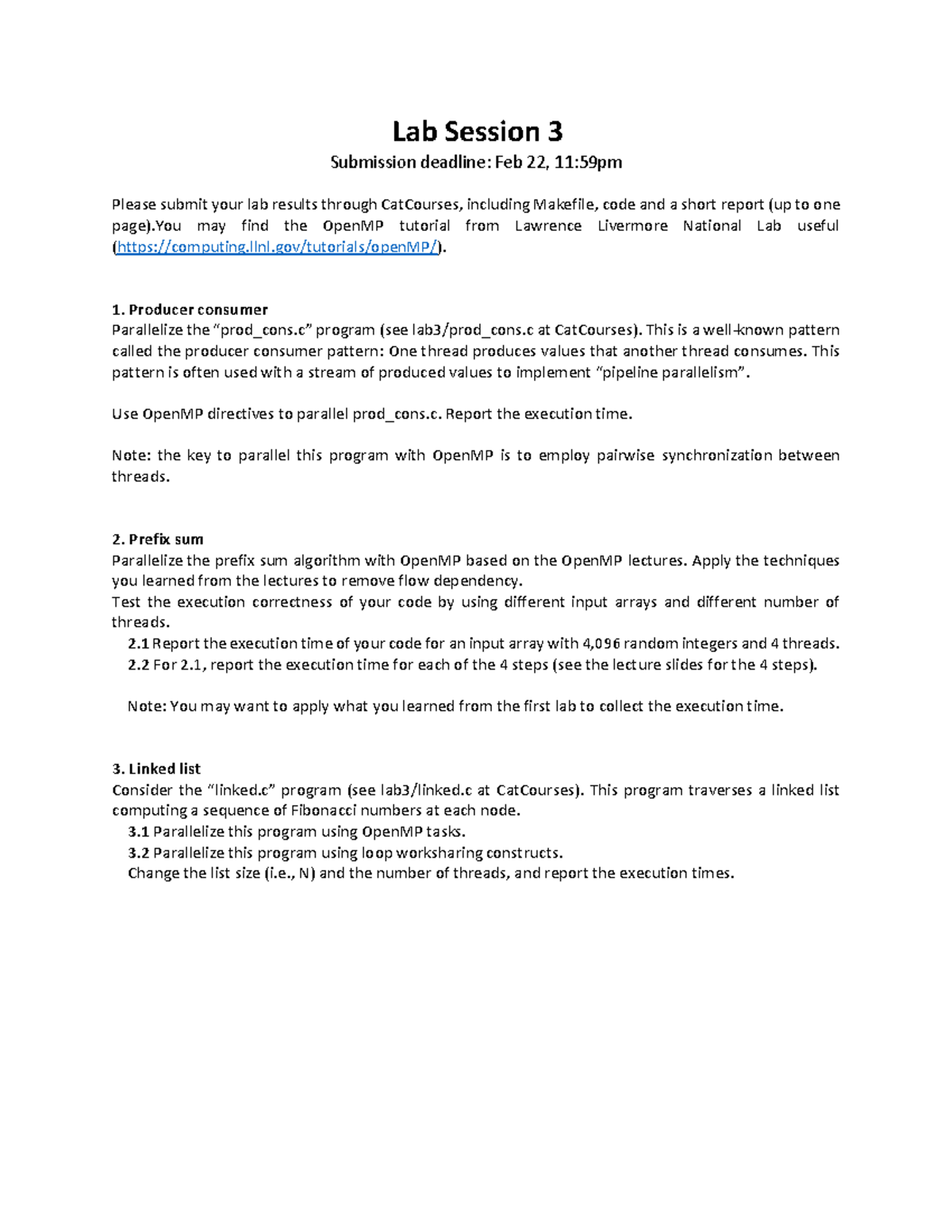 Lab3 Open MP - Professor Dong Li - Lab Session 3 Submission deadline ...