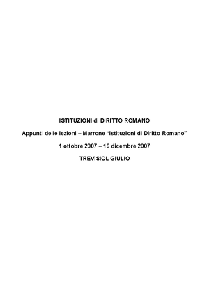 Schemi Diritto Romano - Appunti - ISTITUZIONI DI DIRITTO ROMANO DIRITTO ...