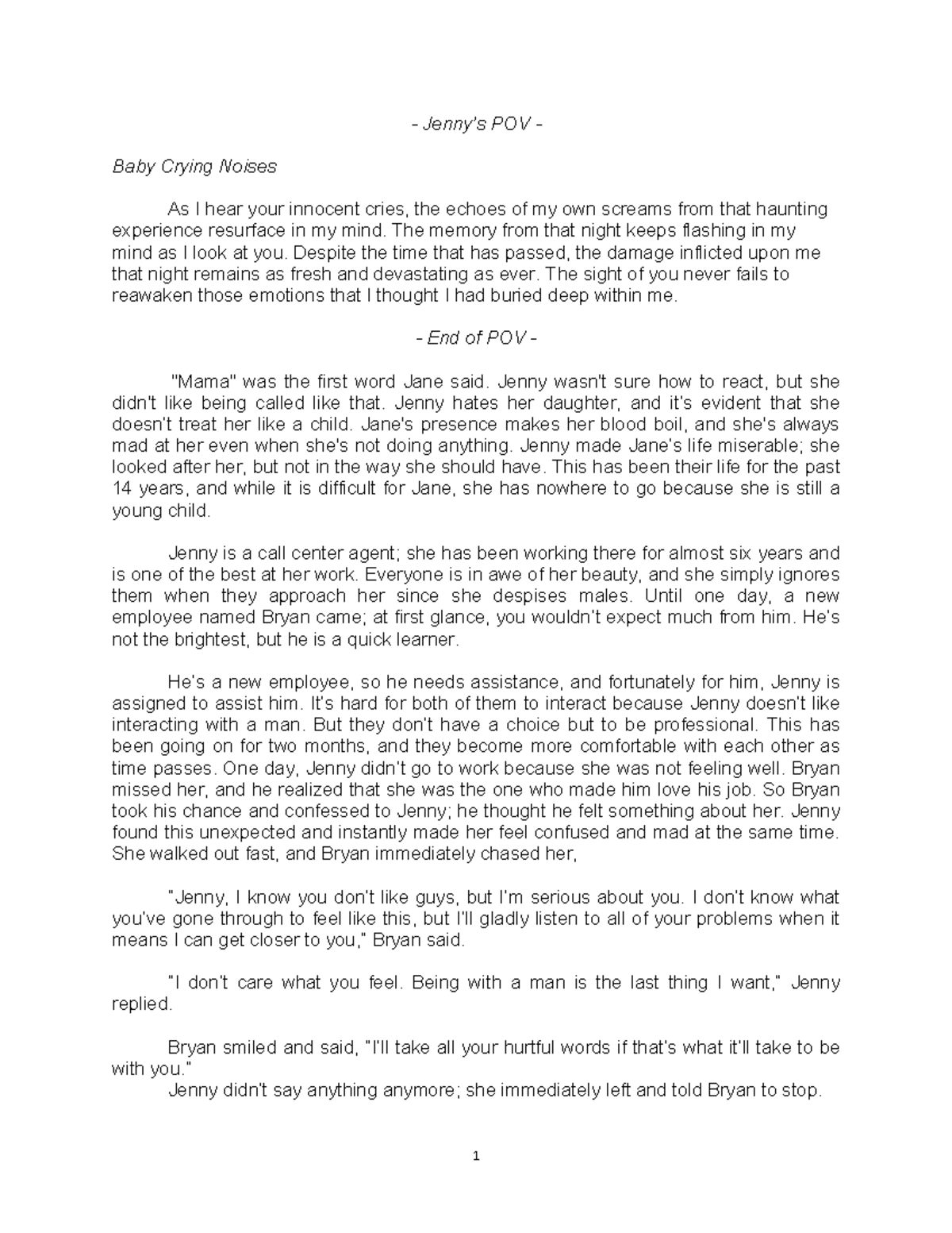 Bryan'S Letter - story - Jenny’s POV - Baby Crying Noises As I hear ...