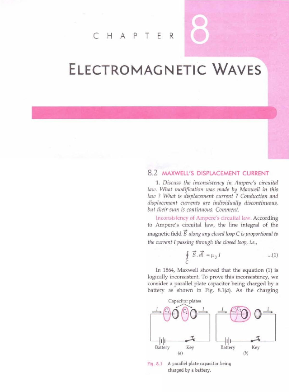 Phy Notes Chapter 8 - C H A PT E R ELECTROMAGNETIC WAVES 8 MAXWELL'S ...