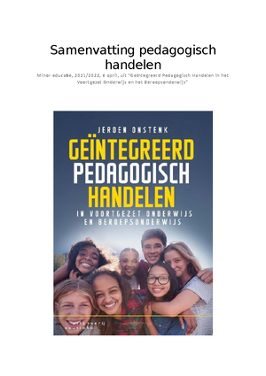 Pedagogisch Handelen College Aantekeningen - Pedagogisch Handelen ...